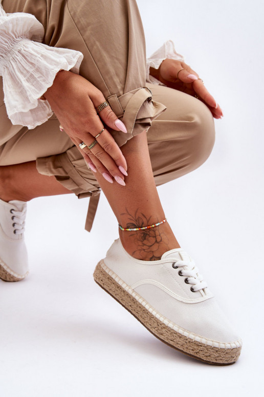chaussures de loisirs à lacets espadrilles Big Star LL274833 couleur blanc