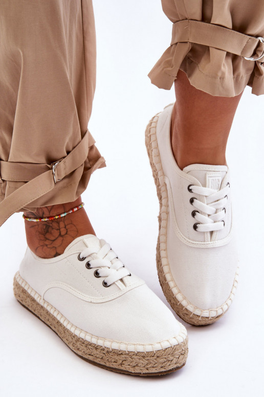 chaussures de loisirs à lacets espadrilles Big Star LL274833 couleur blanc