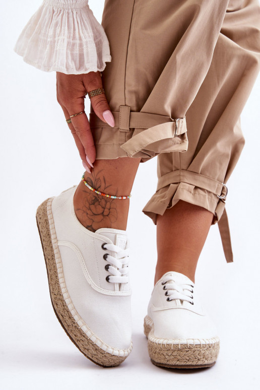chaussures de loisirs à lacets espadrilles Big Star LL274833 couleur blanc