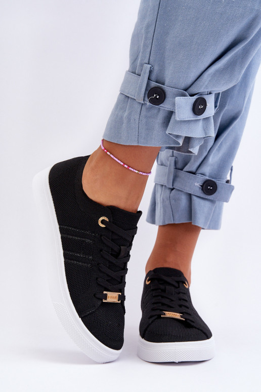 chaussures de loisirs à lacets de couleur noire Etna chaussures de loisirs à lacets de couleur noire Etna