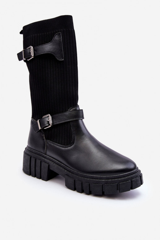 bottes longues à semelle type chaussette de couleur noire Abroze