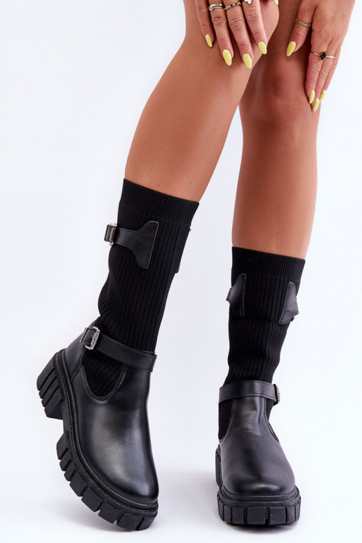 bottes longues à semelle type chaussette de couleur noire Abroze