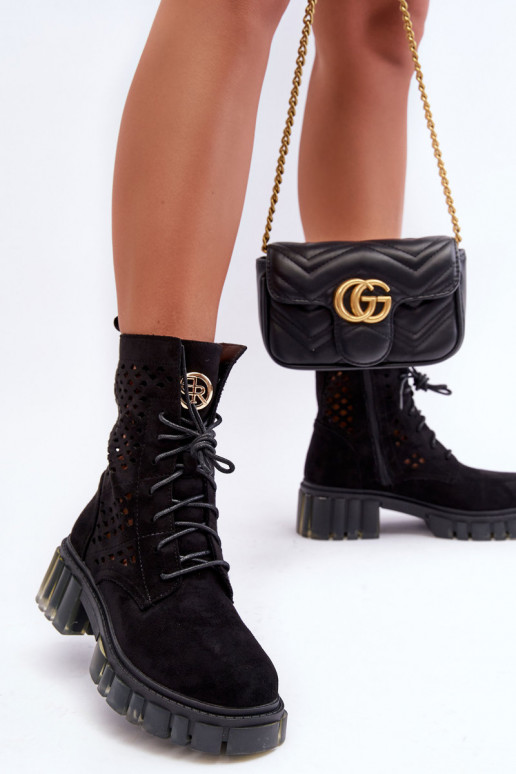 Bottines ajourées boots couleur noir Idéalement Bottines ajourées boots couleur noir Idéalement