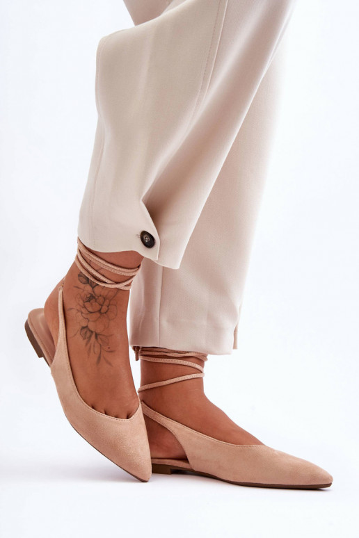 ballerine en daim avec rubans Nude Lilly Ann ballerine en daim avec rubans Nude Lilly Ann
