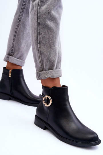 Bottines à talons larges de couleur noire Meronei 2