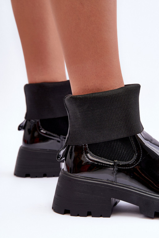 bottes élégantes avec effet laqué de couleur noire Pavo