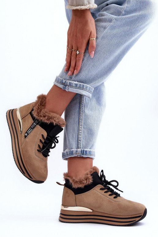 baskets à plateforme avec fourrure en beige Jamarie baskets à plateforme avec fourrure en beige Jamarie