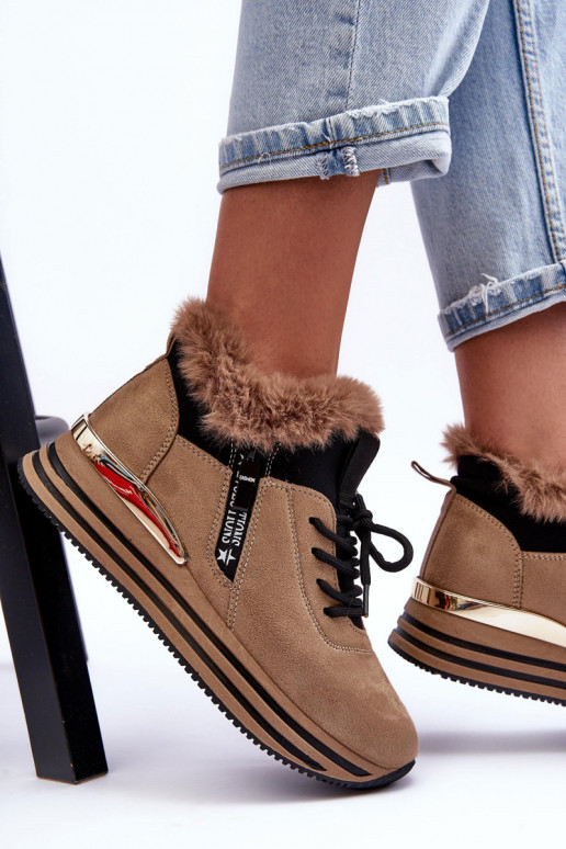 baskets à plateforme avec fourrure en beige Jamarie baskets à plateforme avec fourrure en beige Jamarie