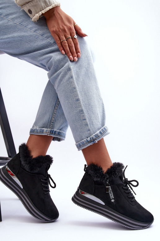 baskets à plateforme avec fourrure en noir Jamarie