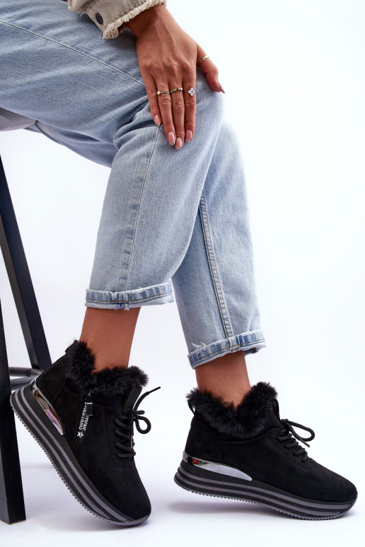 baskets à plateforme avec fourrure en noir Jamarie