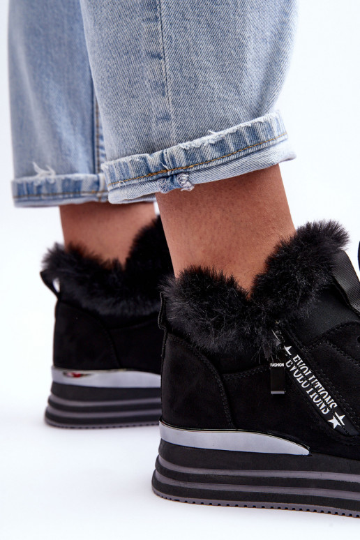 baskets à plateforme avec fourrure en noir Jamarie