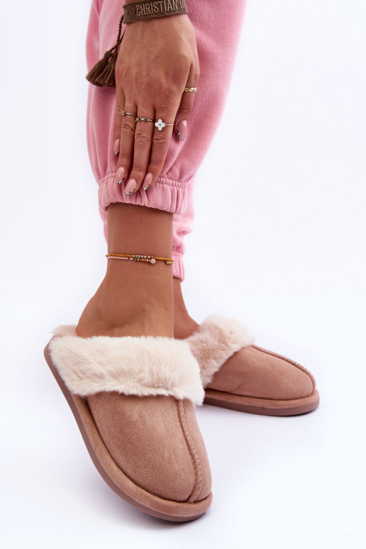 Chaussons avec fourrure beige Pinky