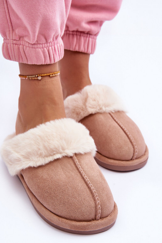Chaussons avec fourrure beige Pinky