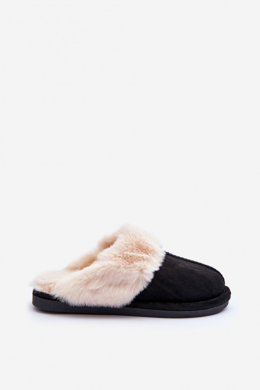 Chaussons avec fourrure de couleur noire Pinky Chaussons avec fourrure de couleur noire Pinky