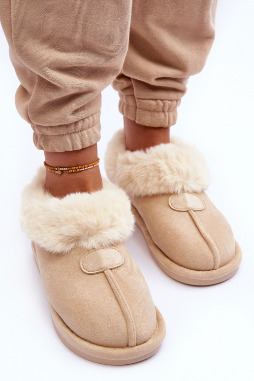 Chaussons avec fourrure en Lanoze ivoire