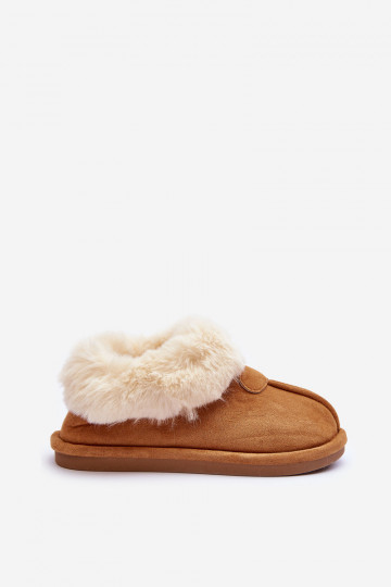 Chaussons avec fourrure couleur marron Lanoze