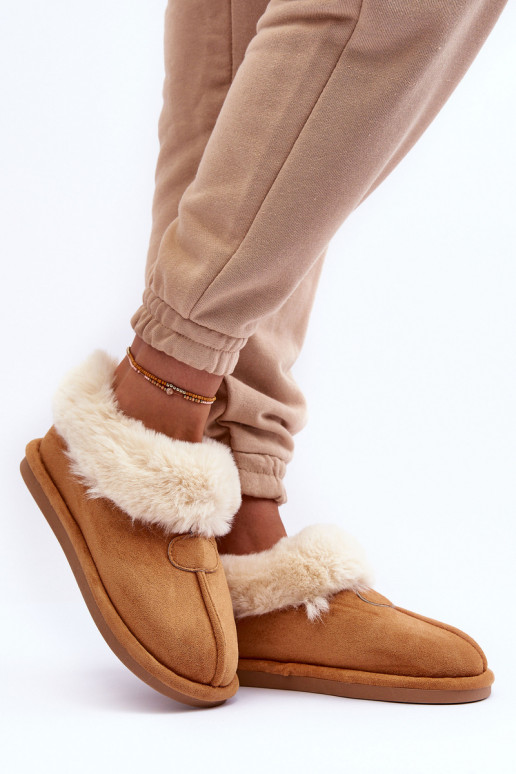 Chaussons avec fourrure couleur marron Lanoze