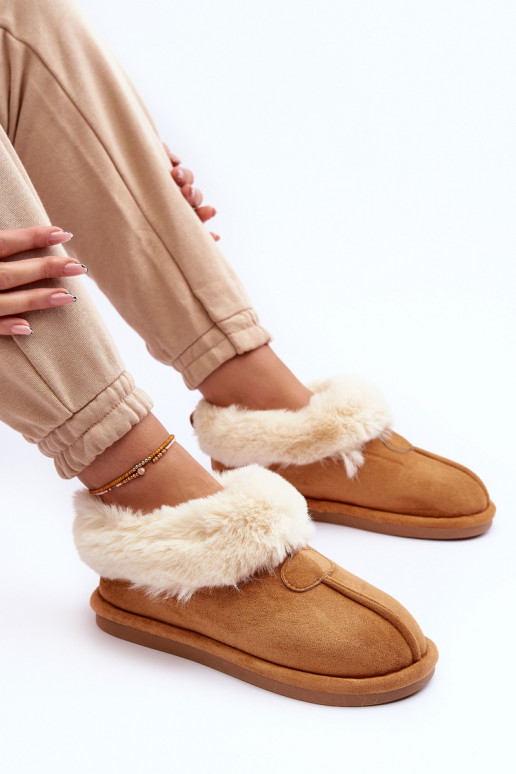 Chaussons avec fourrure couleur marron Lanoze