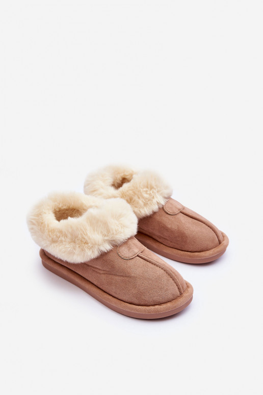 Chaussons avec fourrure couleur beige Lanoze