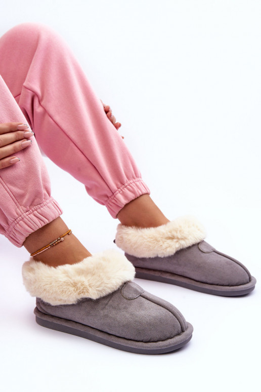 Chaussons avec fourrure de couleur gris Lanoze