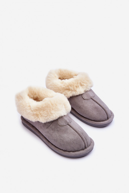 Chaussons avec fourrure de couleur gris Lanoze