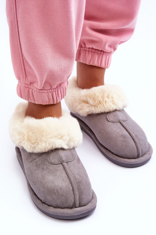 Chaussons avec fourrure de couleur gris Lanoze