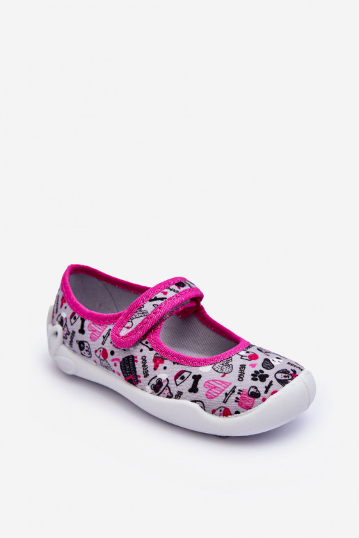Chaussons/ballerines enfant Befado 114X521 couleur gris-rose