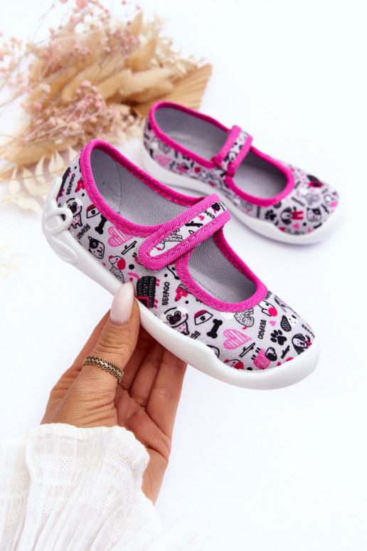 Chaussons/ballerines enfant Befado 114X521 couleur gris-rose