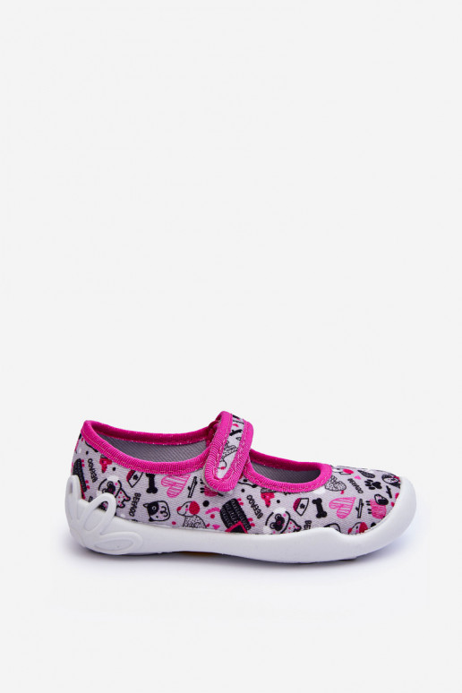 Chaussons/ballerines enfant Befado 114X521 couleur gris-rose