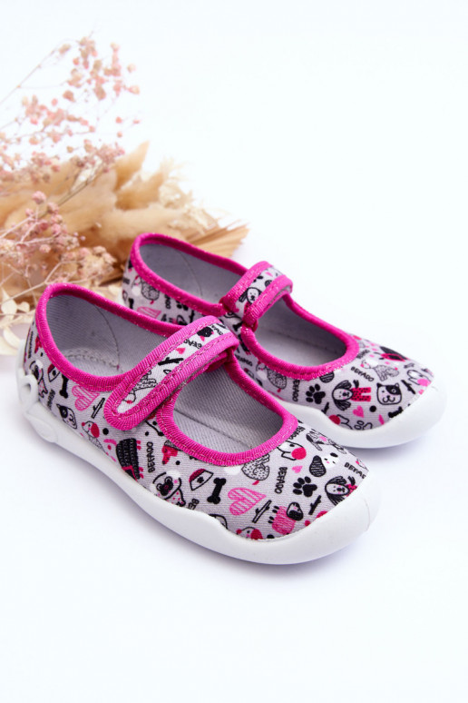 Chaussons/ballerines enfant Befado 114X521 couleur gris-rose