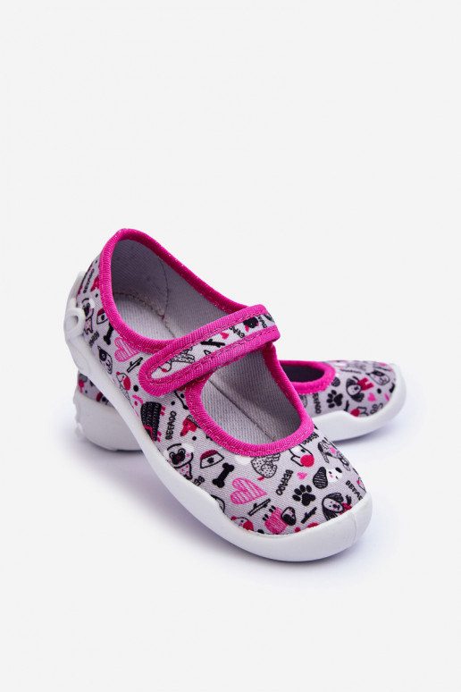 Chaussons/ballerines enfant Befado 114X521 couleur gris-rose