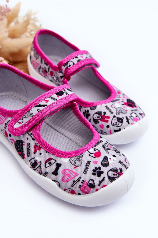 Chaussons/ballerines enfant Befado 114X521 couleur gris-rose
