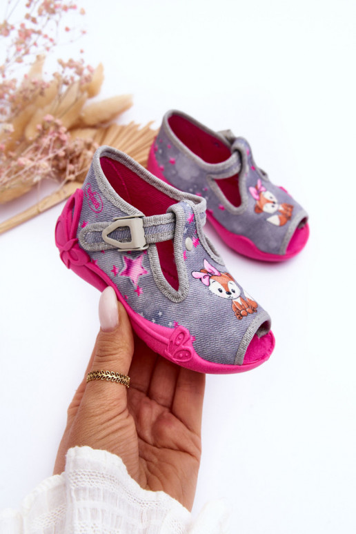 sandales chaussons Befado 213P137 couleur gris-rose