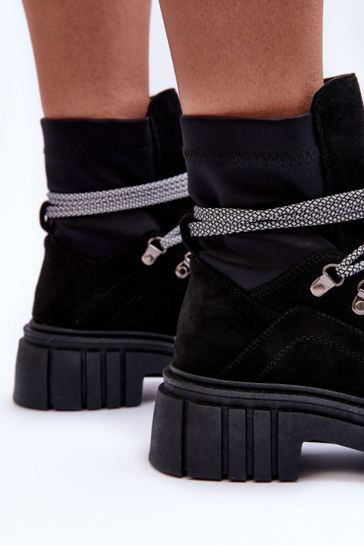 Bottines en daim à lacets de couleur noire Acorn Bottines en daim à lacets de couleur noire Acorn