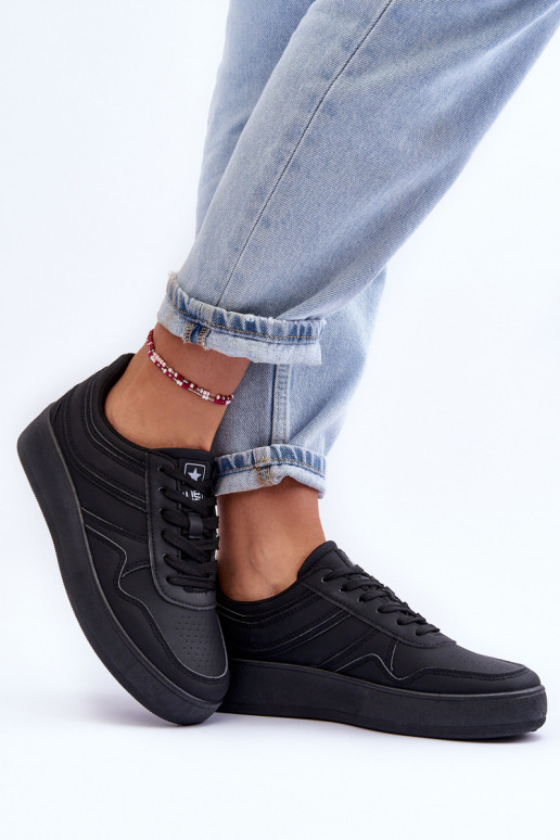 chaussures de sport avec plateforme de couleur noire Pudina