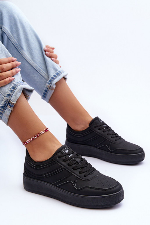 chaussures de sport avec plateforme de couleur noire Pudina