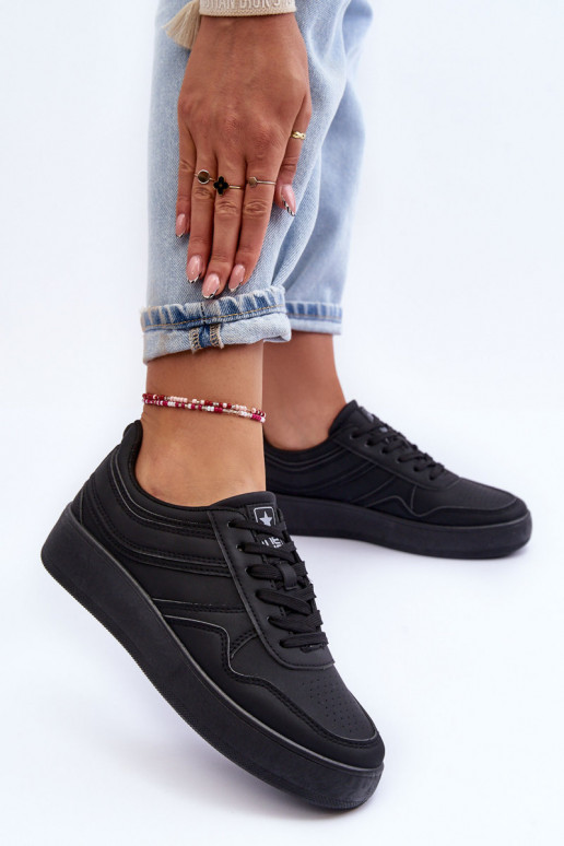 chaussures de sport avec plateforme de couleur noire Pudina