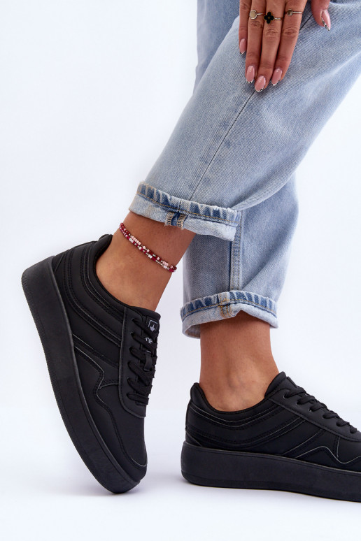 chaussures de sport avec plateforme de couleur noire Pudina