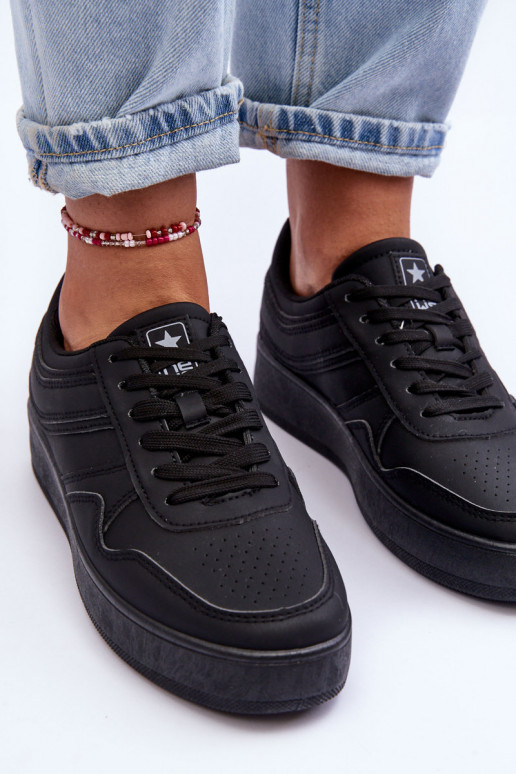 chaussures de sport avec plateforme de couleur noire Pudina