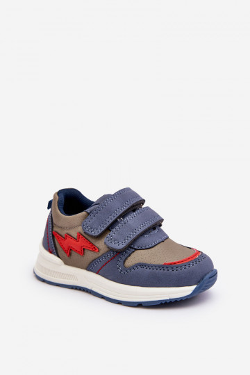 chaussures Baskets enfant avec attaches adhésives couleur bleu Hemmani