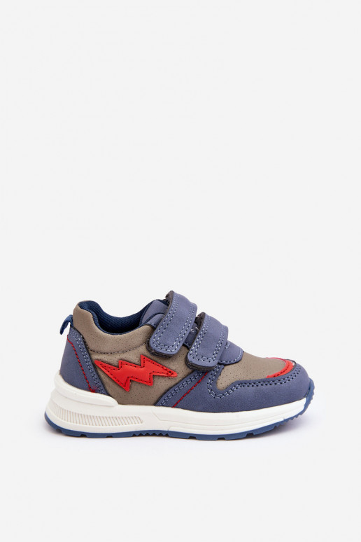chaussures Baskets enfant avec attaches adhésives couleur bleu Hemmani