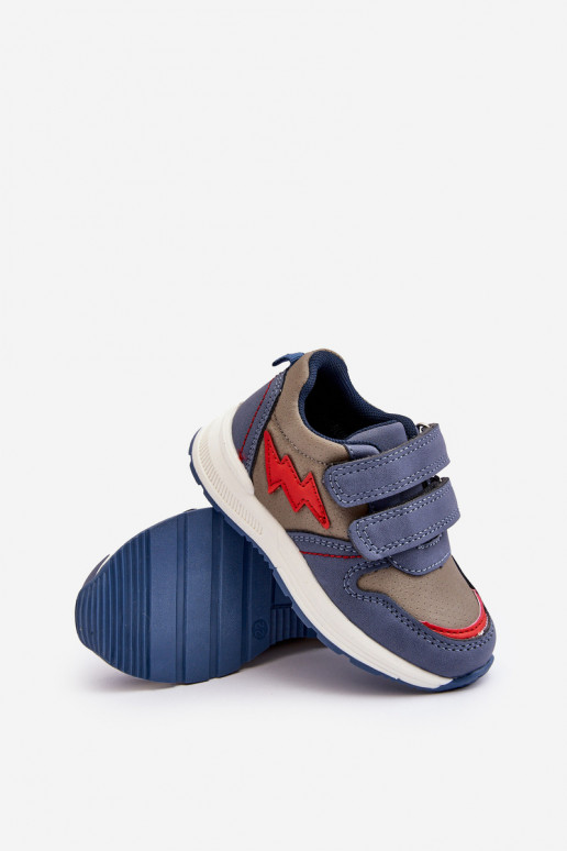 chaussures Baskets enfant avec attaches adhésives couleur bleu Hemmani