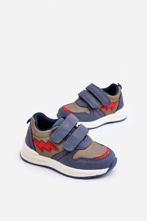 chaussures Baskets enfant avec attaches adhésives couleur bleu Hemmani