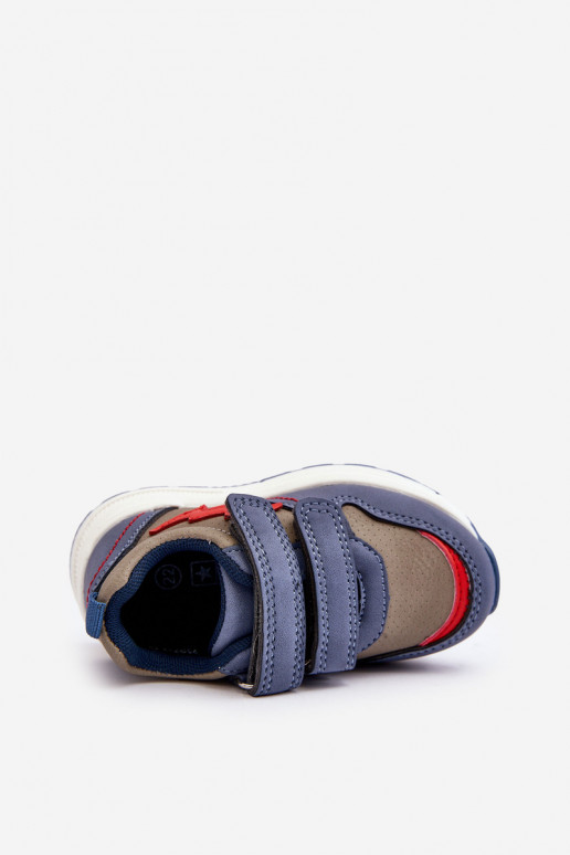 chaussures Baskets enfant avec attaches adhésives couleur bleu Hemmani