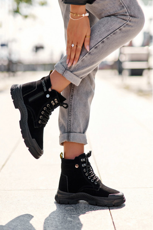 réchauffées de bottes en daim pour femmes de couleur noire Jailina