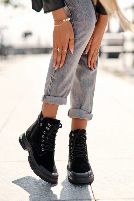 réchauffées de bottes en daim pour femmes de couleur noire Jailina