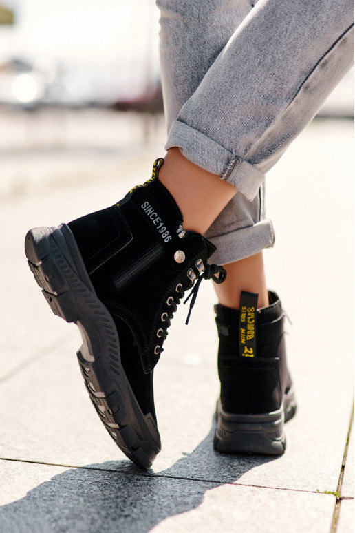 réchauffées de bottes en daim pour femmes de couleur noire Jailina