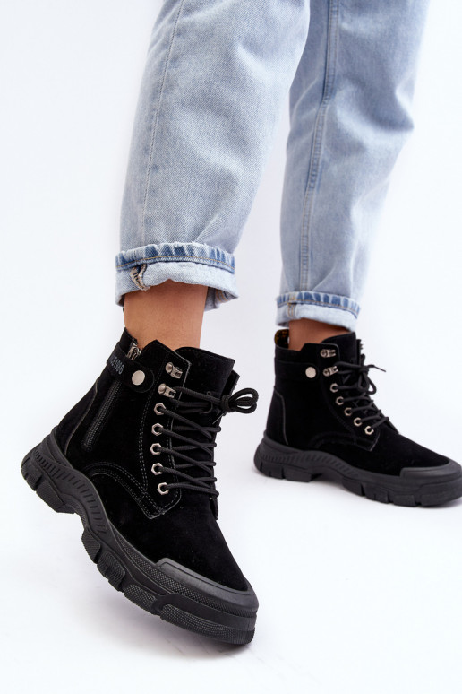 réchauffées de bottes en daim pour femmes de couleur noire Jailina