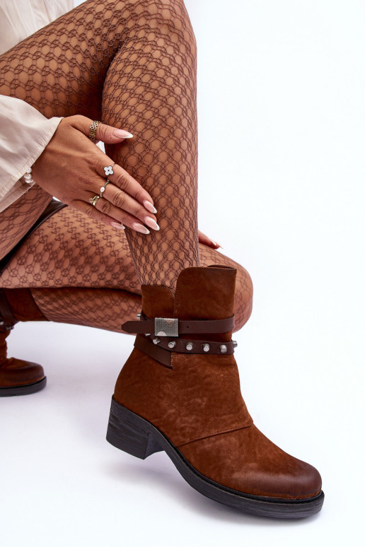 Bottines chauffantes à talons de couleur marron Effie Bottines chauffantes à talons de couleur marron Effie