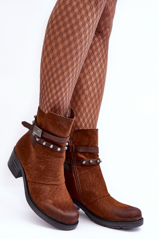 Bottines chauffantes à talons de couleur marron Effie Bottines chauffantes à talons de couleur marron Effie